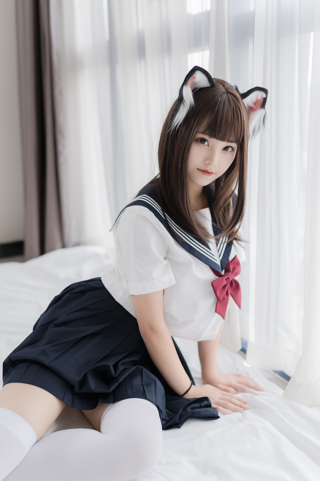 图片[2]-蜜汁猫裘的青春日记《猫耳JK》，自拍系列最新力作，纯真与时尚的完美融合！-爱看兔