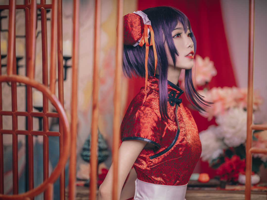图片[3]-水淼aqua《霞之丘诗羽 旗袍》的旗袍自拍照，美得惊人点击即刻被俘虏！-爱看兔